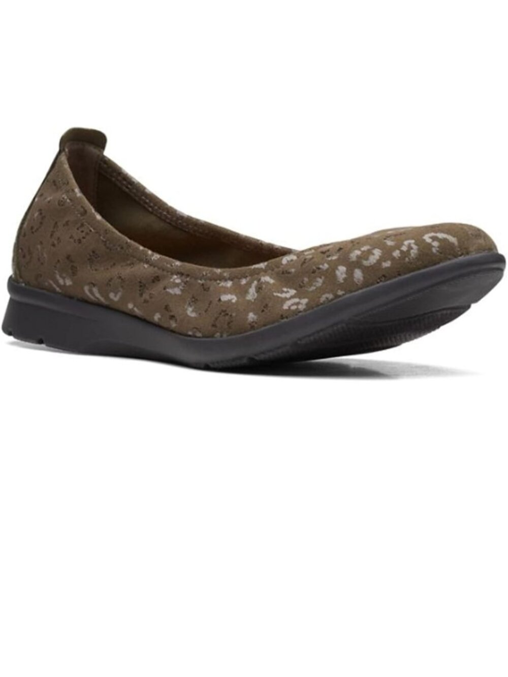 Clarks Women's Jenette Ease Ballet Flats in Olive Interest Size 7W